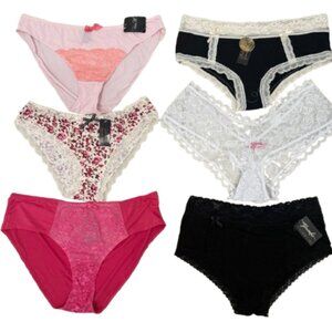 Lot 6 Plus Size 3X Lace Panties NWT Mixed Brands Assorted Colors